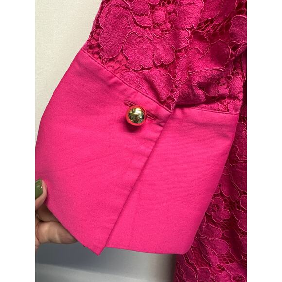 Tuckernuck Lace Willow Blouse Size M Stand Collar Scalloped Hem Desk To Drinks - Picture 11 of 14